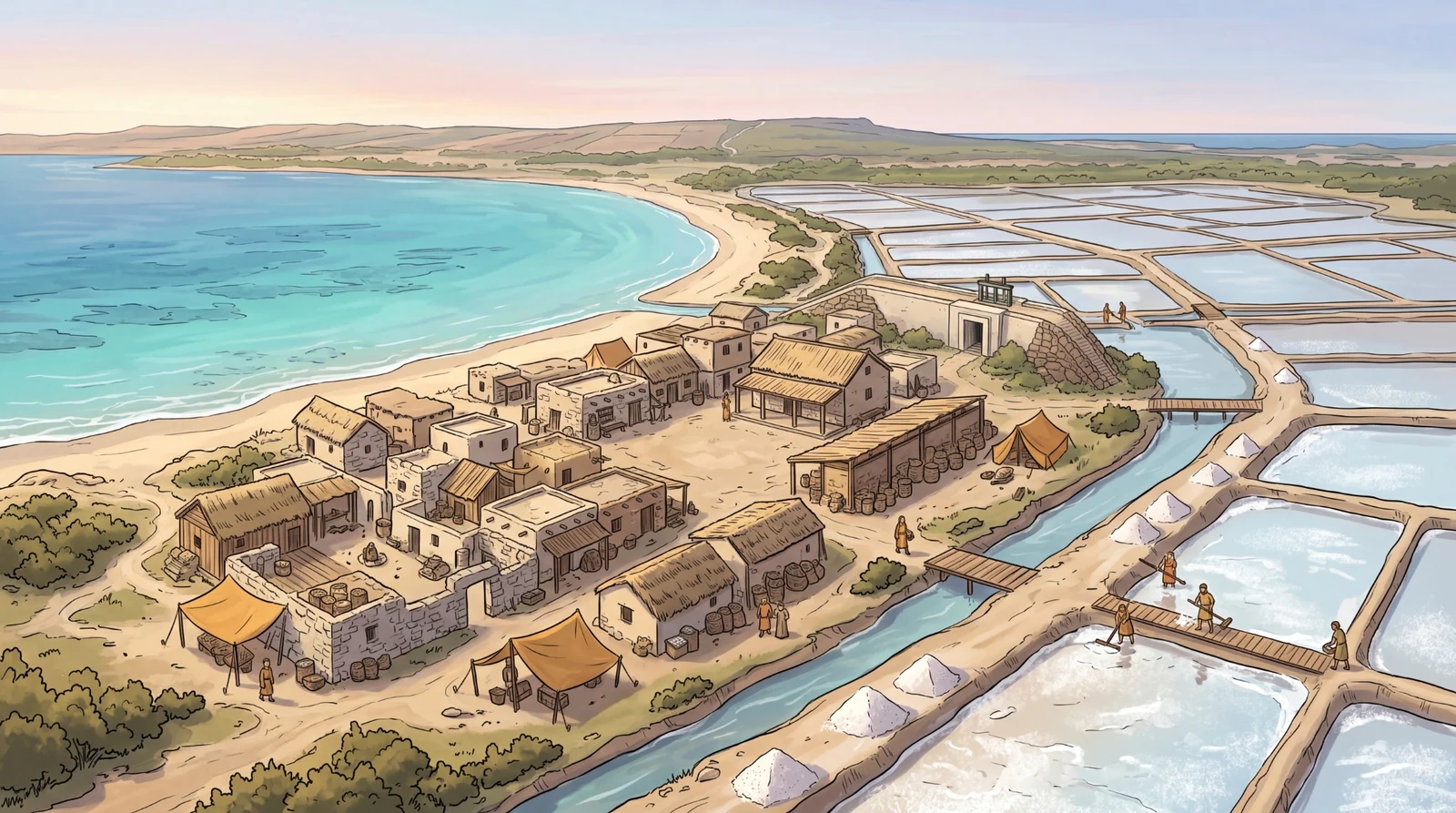 Artwork ufficiale del villaggio costiero di Salinas de Putzu Idu